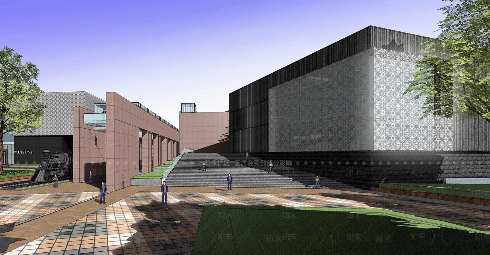 现代展览馆建筑SU模型下载【ID:1177703275】