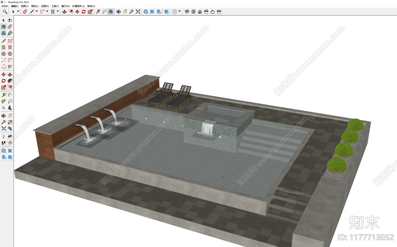 现代极简泳池SU模型下载【ID:1177713052】
