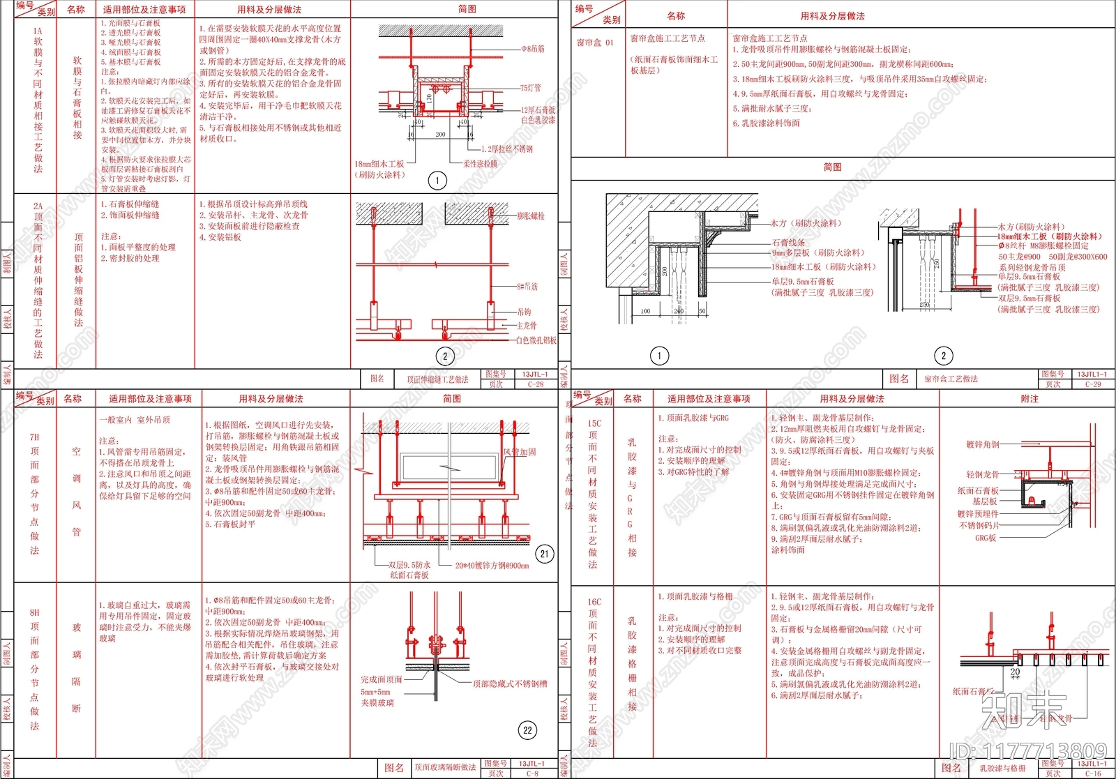 现代吊顶节点cad施工图下载【ID:1177713809】