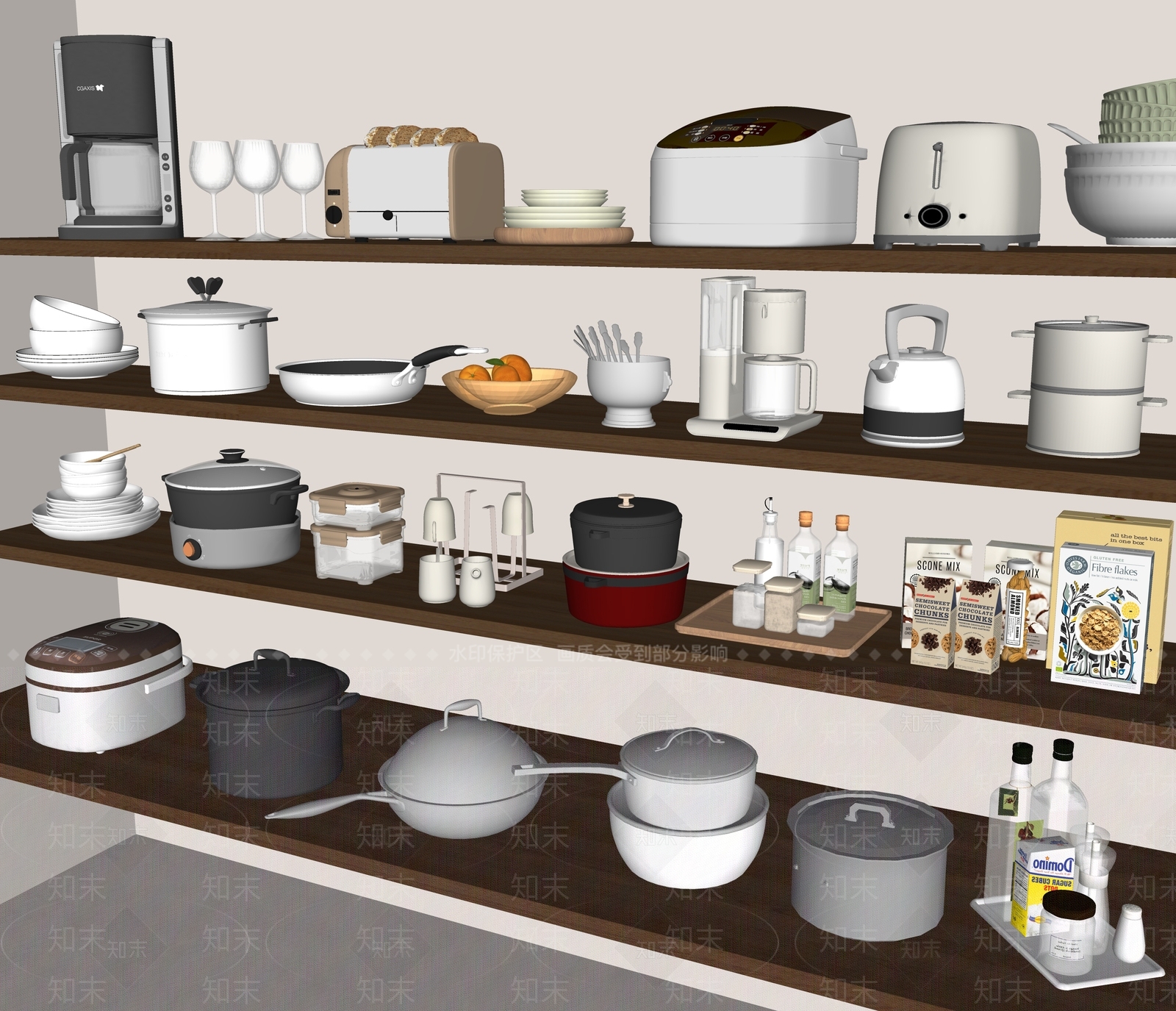 厨房用品组合SU模型下载【ID:1177715020】