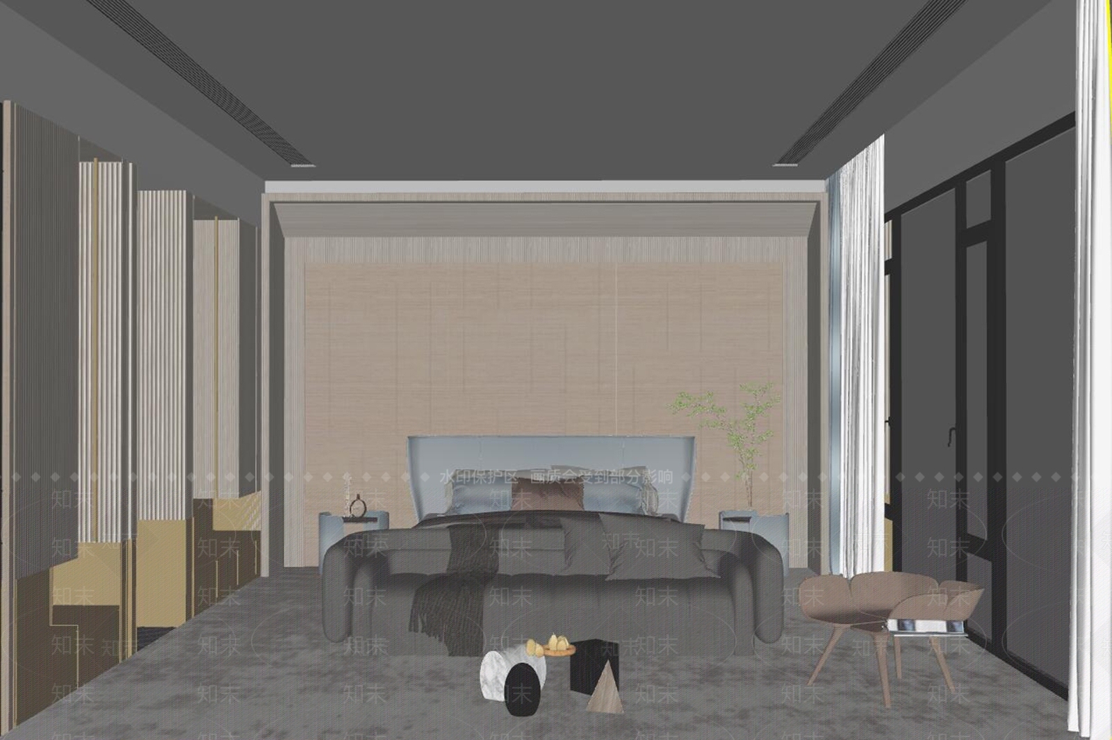 青色三人沙发多人沙发SU模型下载【ID:1227443786】