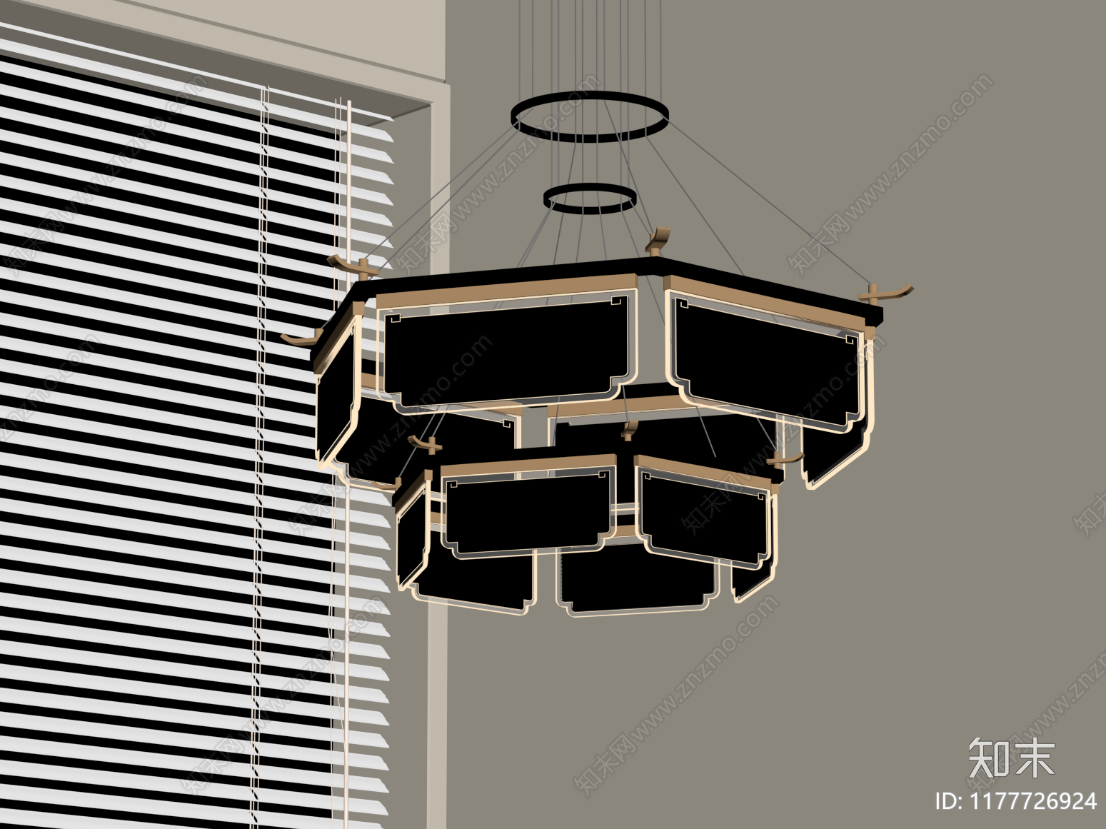 新中式吊灯SU模型下载【ID:1177726924】