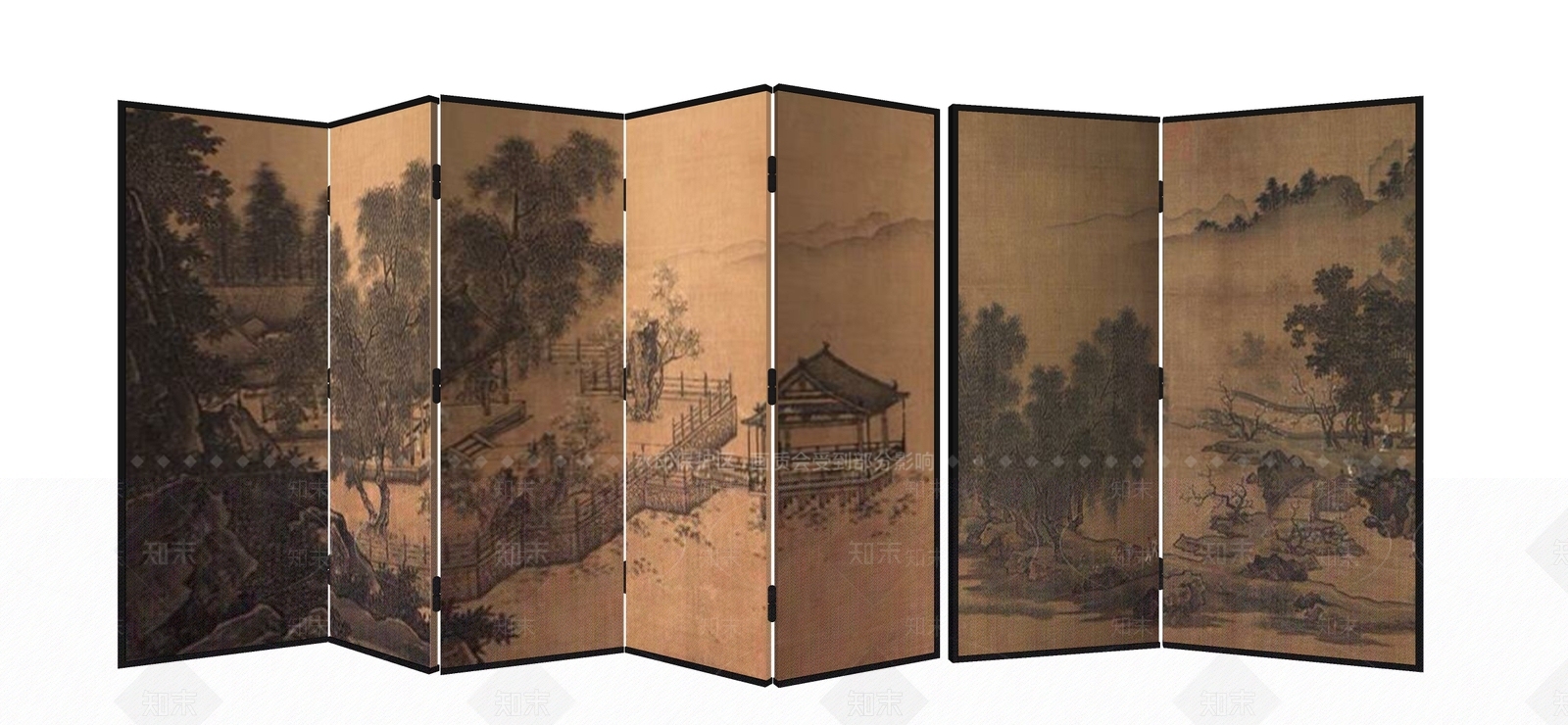 新中式屏风SU模型下载【ID:1177734470】