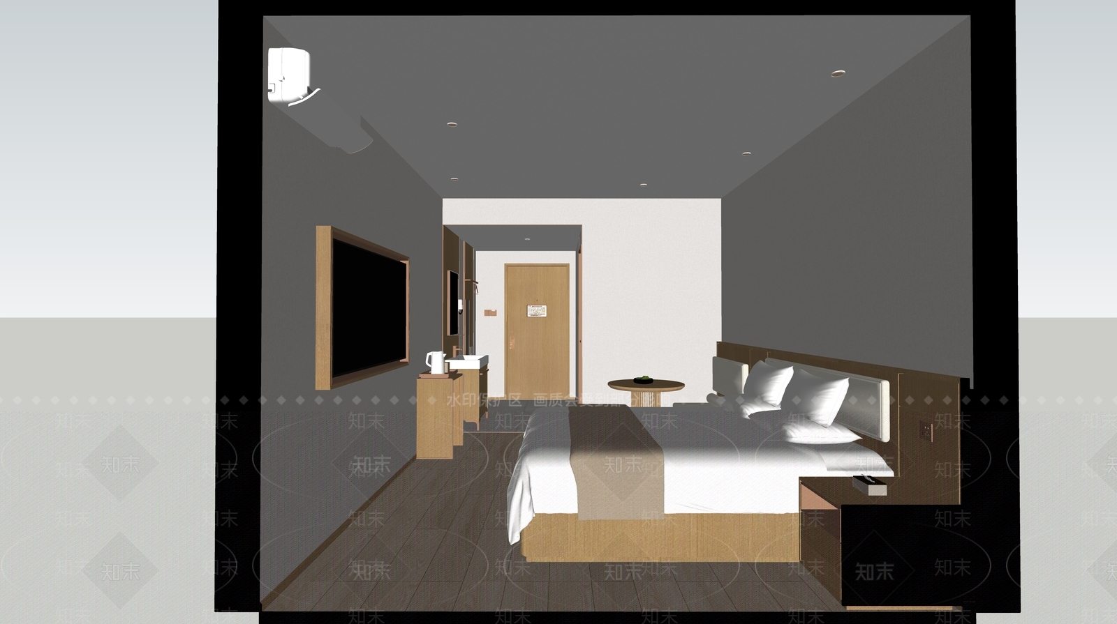 中式原木酒店客房SU模型下载【ID:1177735954】