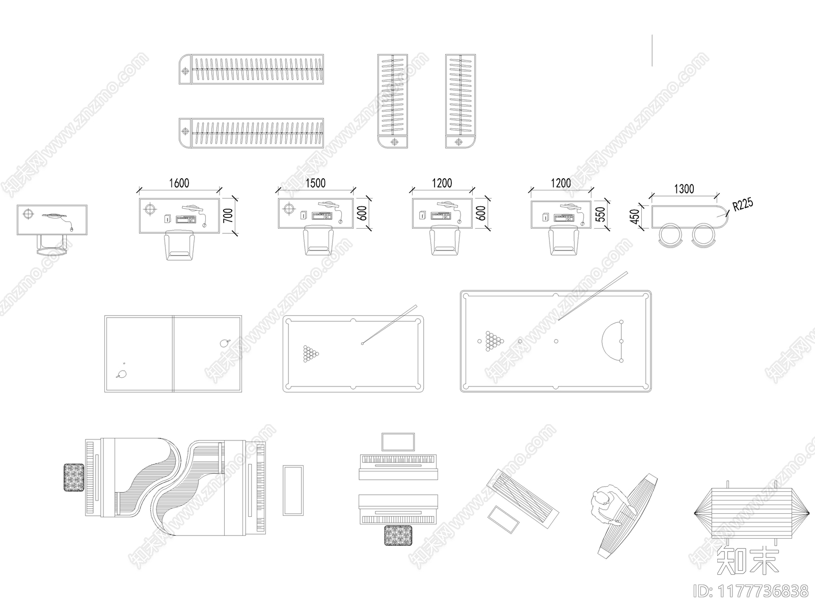 中式欧式综合家具图库施工图下载【ID:1177736838】