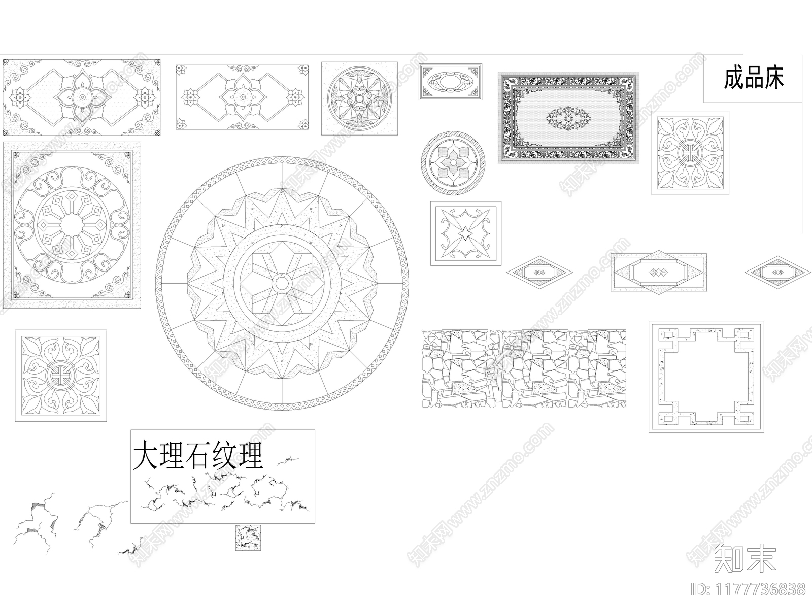 中式欧式综合家具图库施工图下载【ID:1177736838】