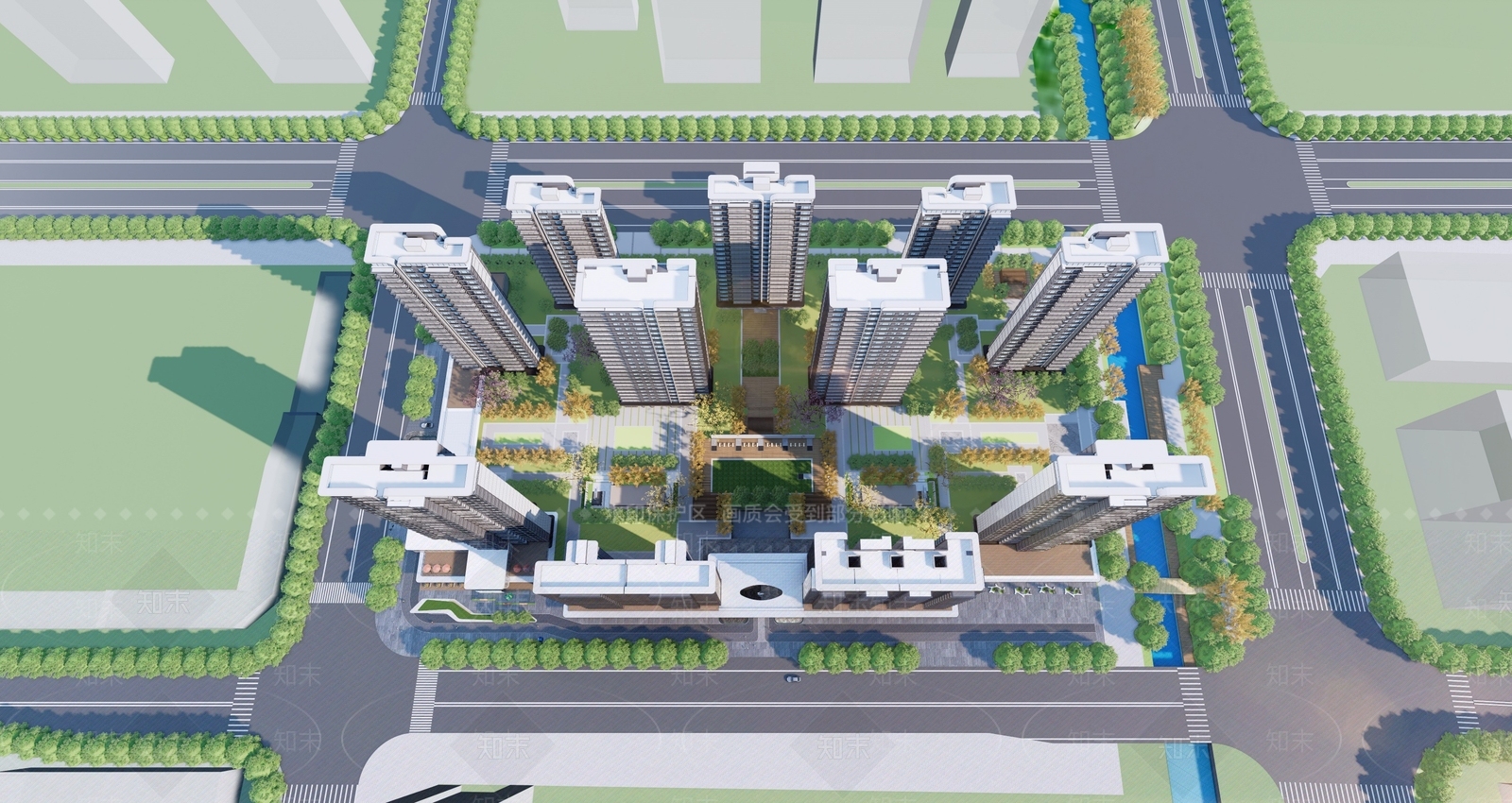 现代简约小区建筑SU模型下载【ID:1177737992】