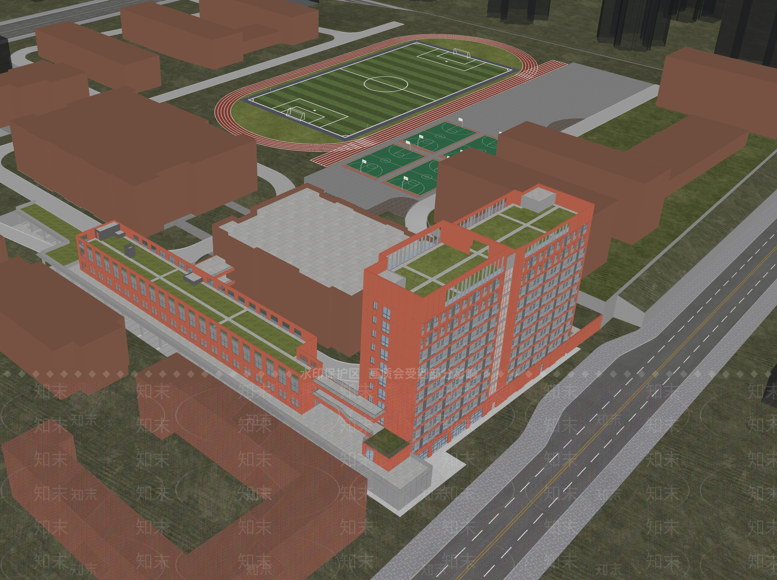 现代学校建筑SU模型下载【ID:1177745911】