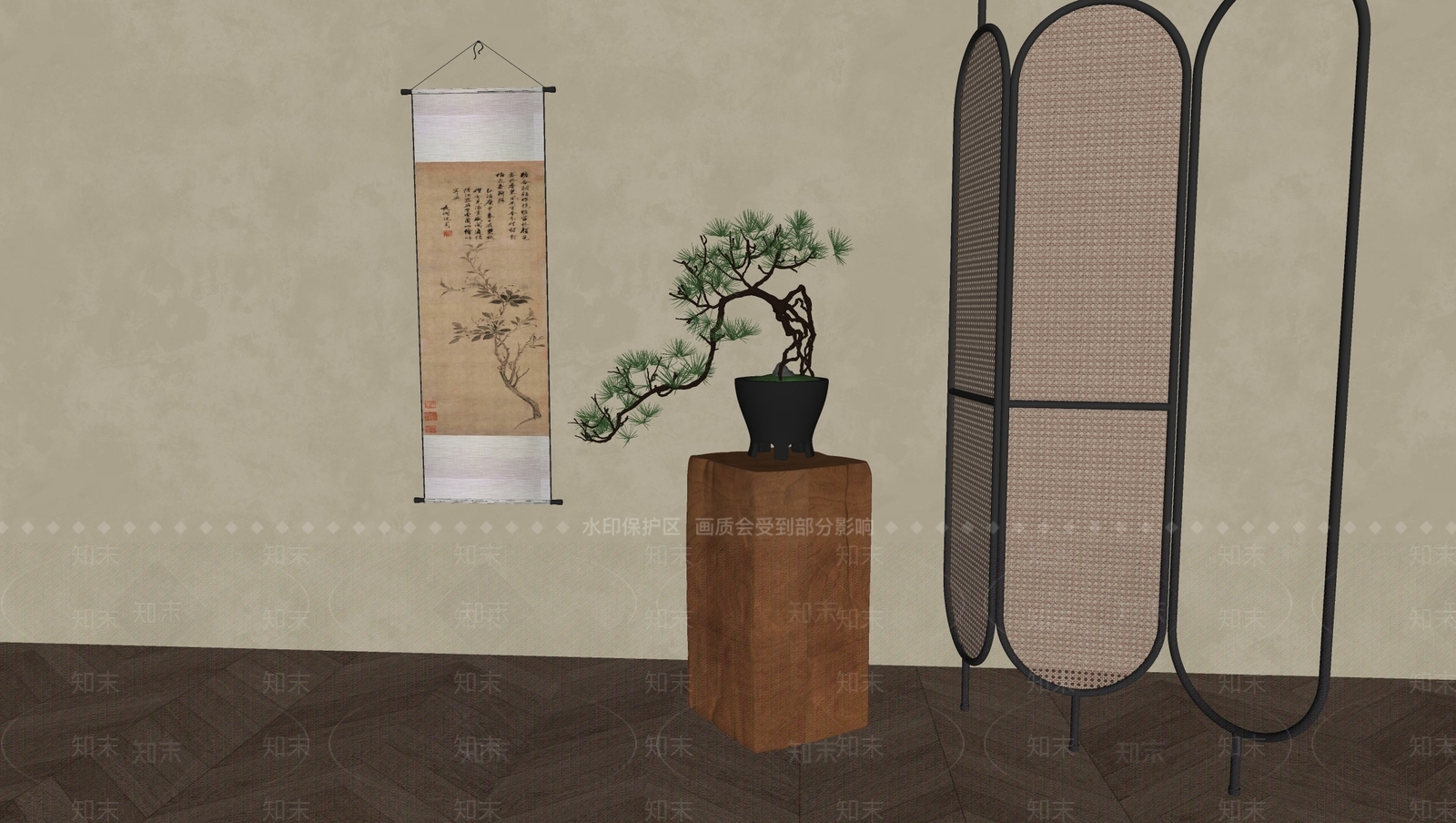 中式屏风SU模型下载【ID:1177740350】