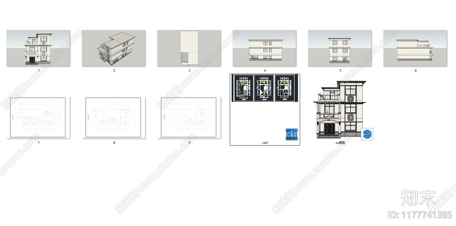 新中式极简别墅建筑施工图下载【ID:1177741395】