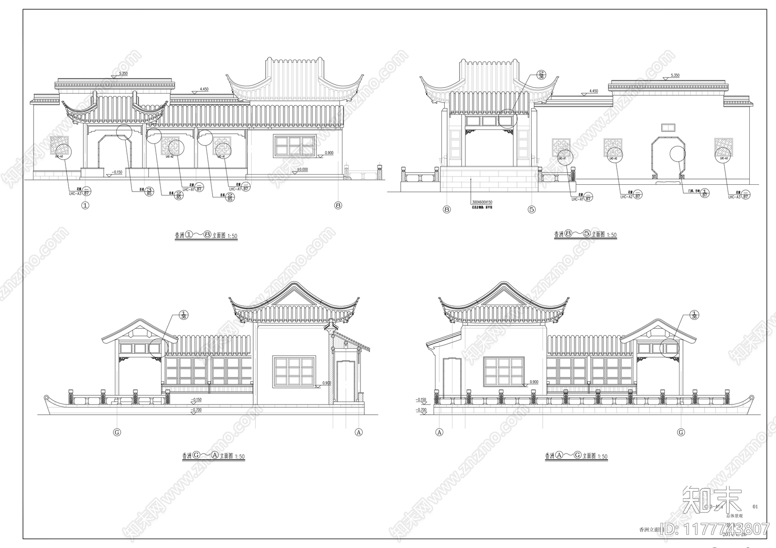 中式庭院施工图下载【ID:1177743807】