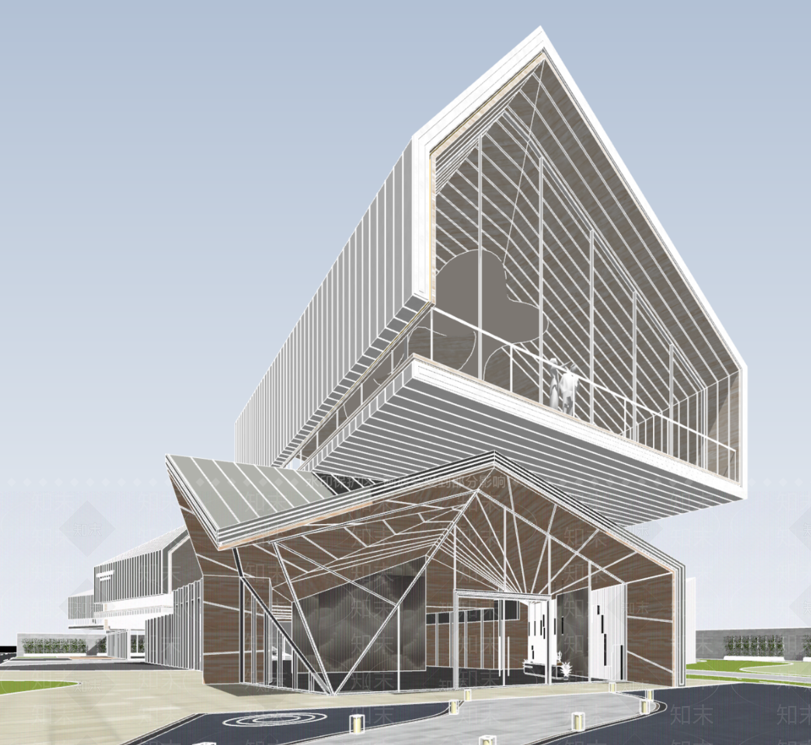 售楼处建筑SU模型精品下载_SketchUp模型_知末网