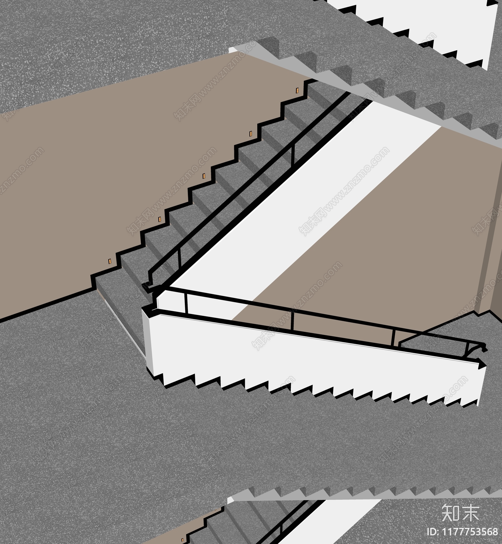 现代极简楼梯间SU模型下载【ID:1177753568】