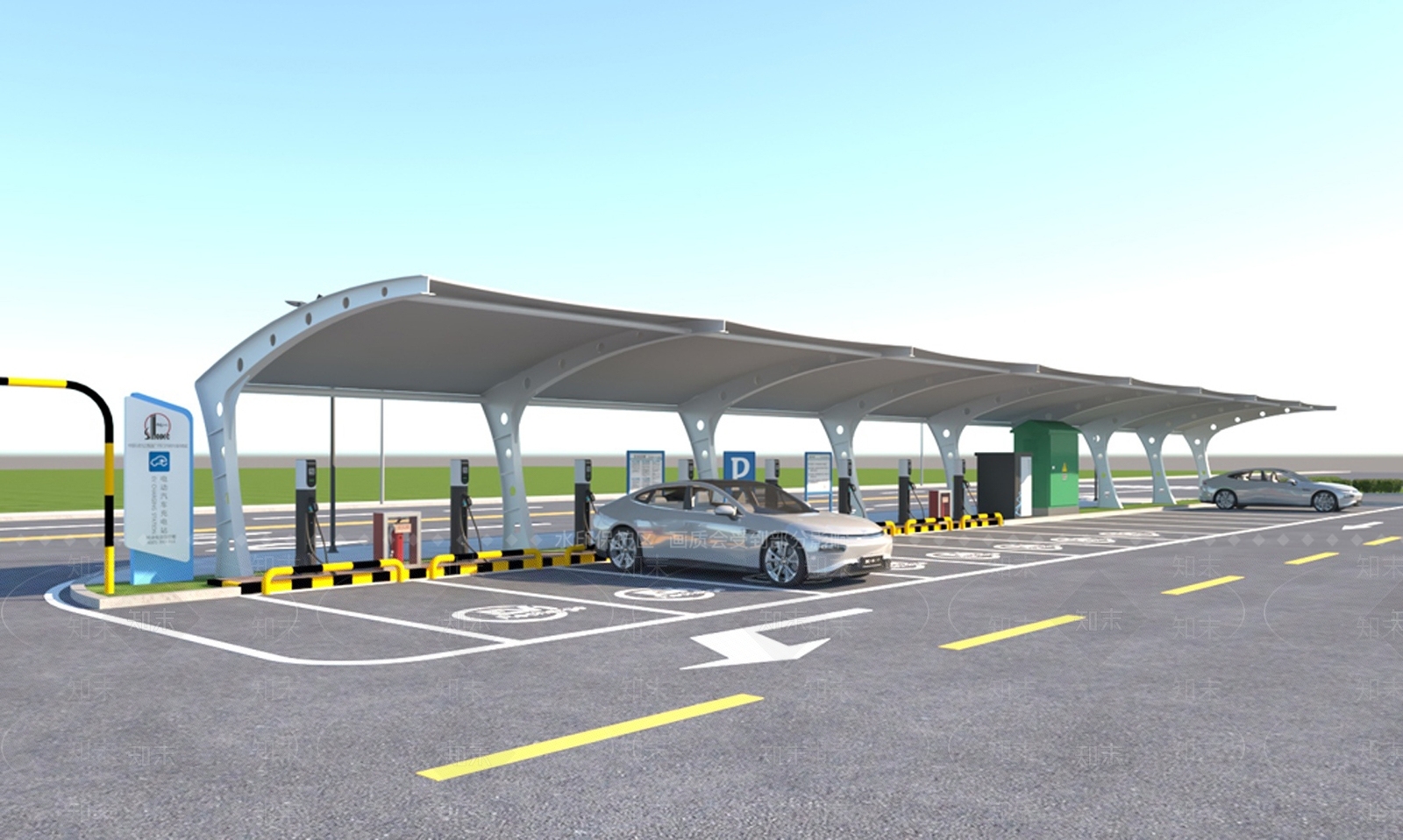 现代户外停车场3D模型下载【ID:1177754055】