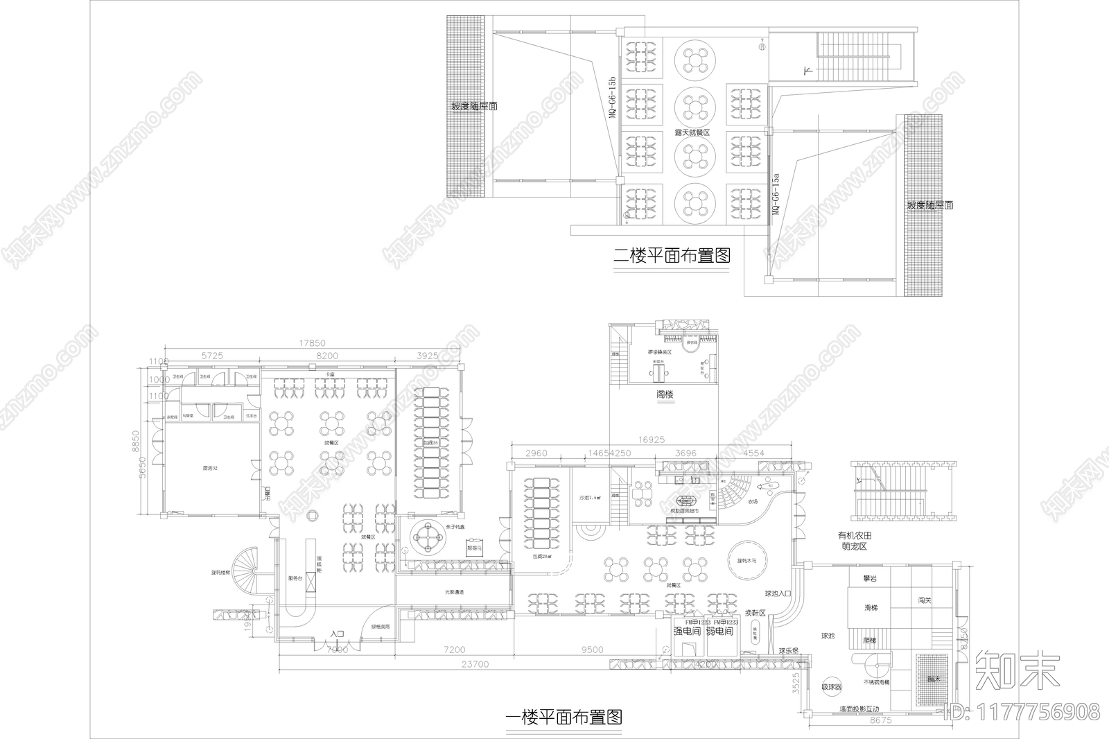 现代意式西餐厅施工图下载【ID:1177756908】