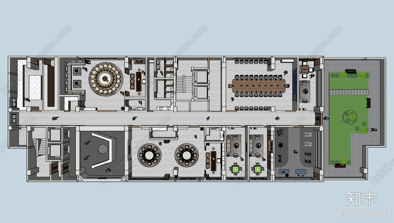 现代简约整体办公空间施工图下载【ID:1177758604】