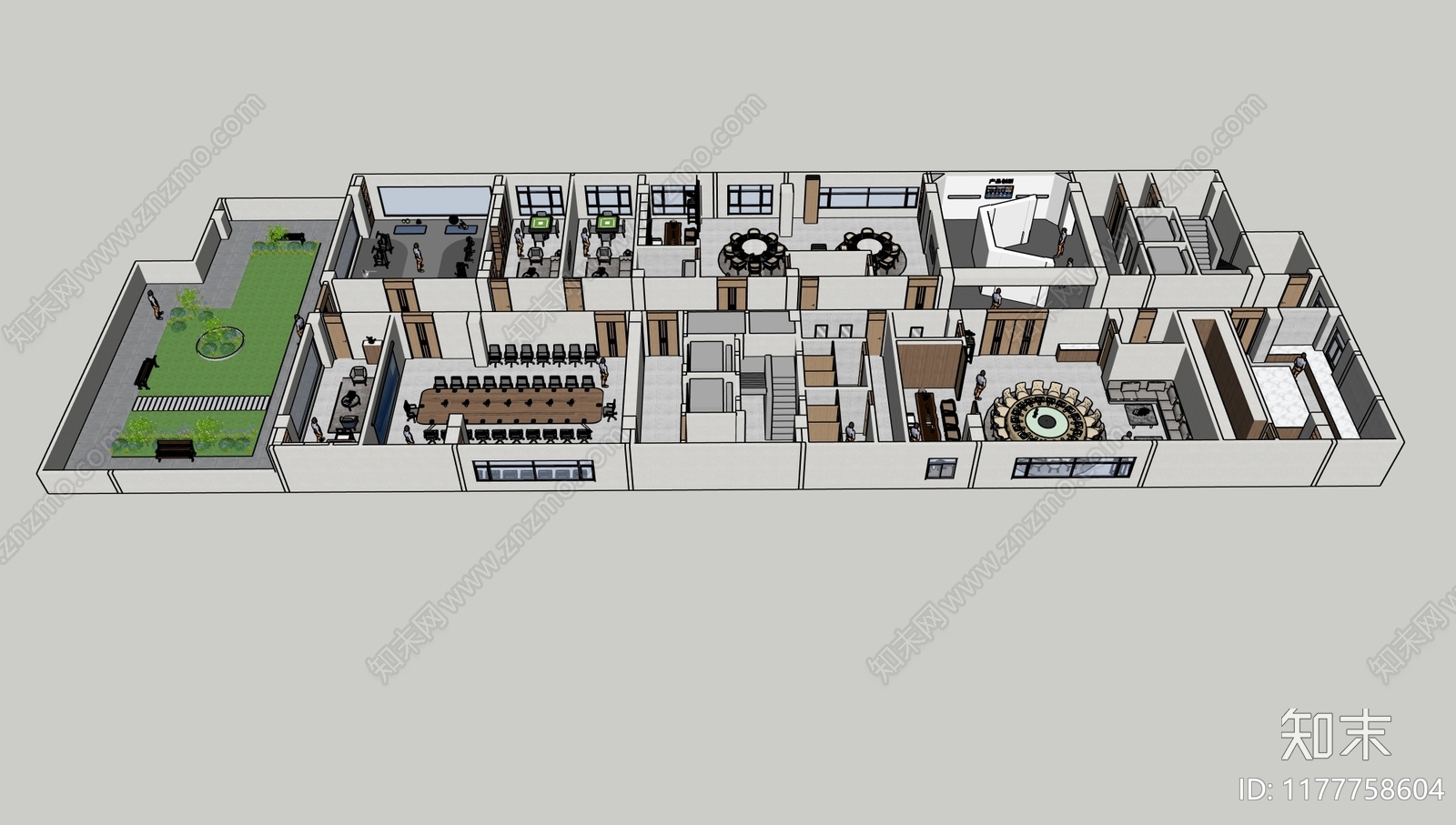 现代简约整体办公空间施工图下载【ID:1177758604】