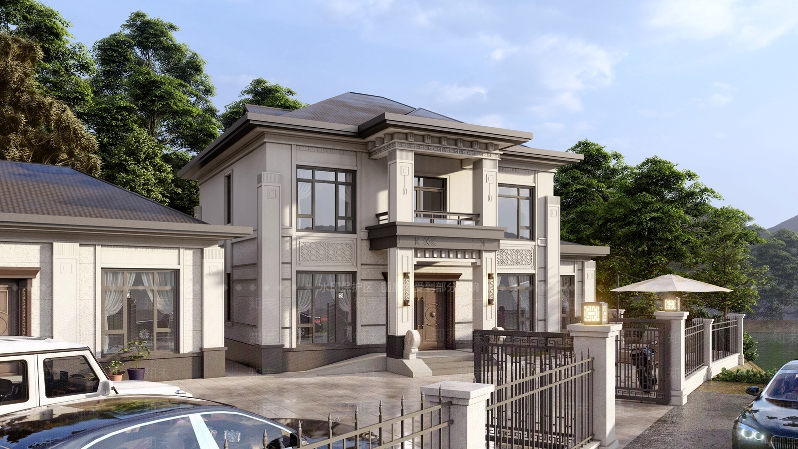 新中式乡村民房SU模型下载【ID:1177773193】