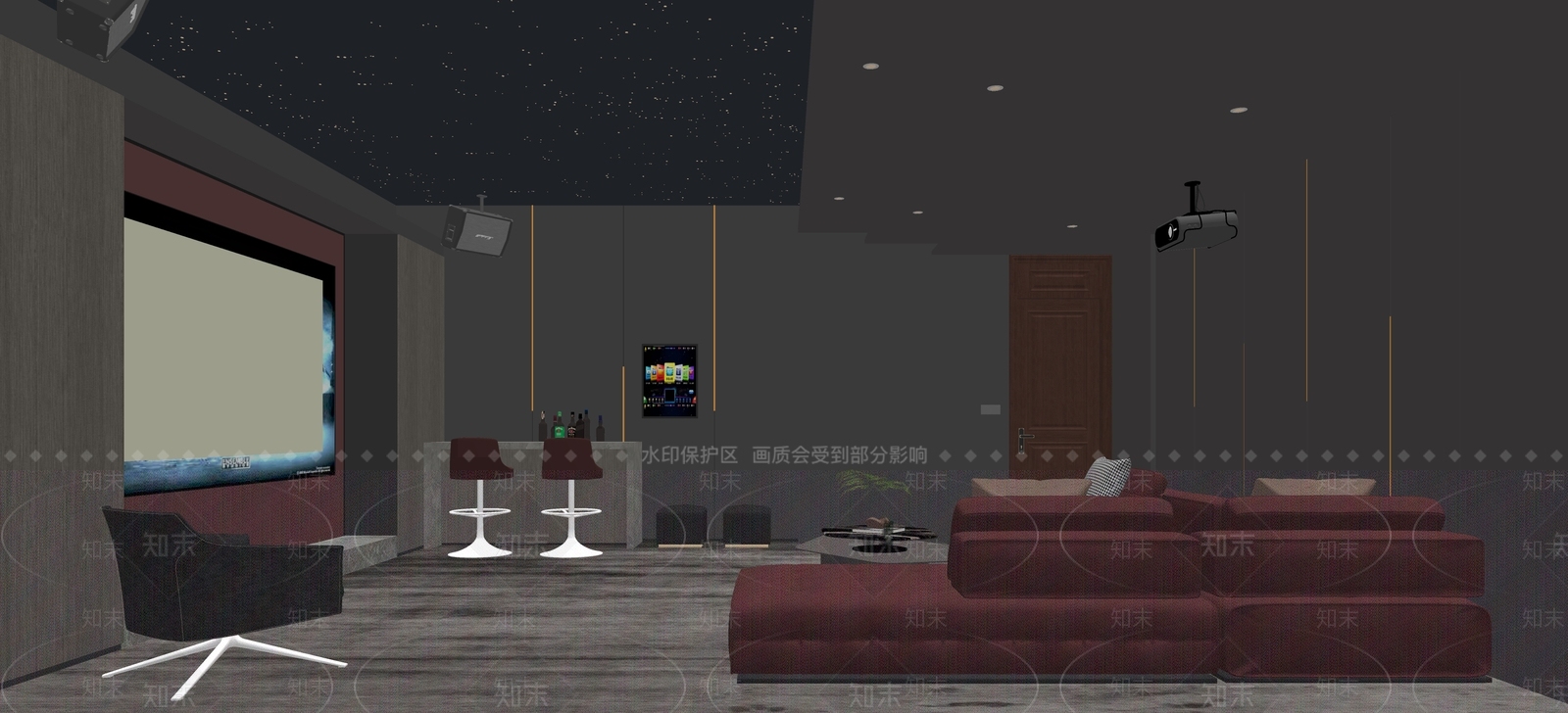 现代影音室SU模型下载【ID:1177773617】