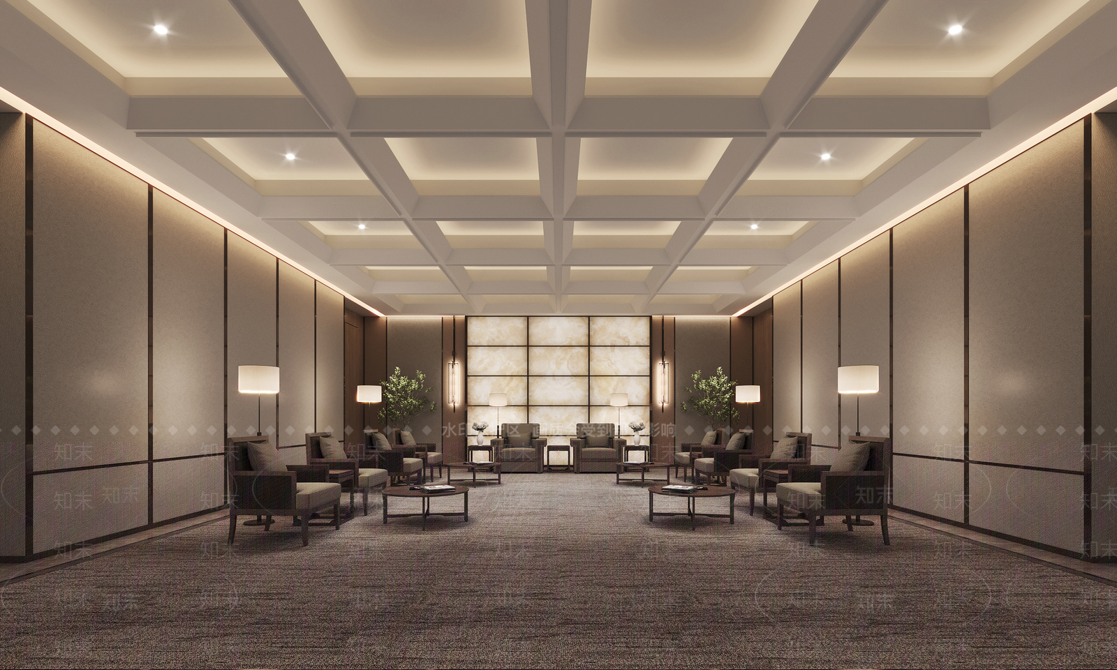 现代新中式其他酒店空间SU模型下载【ID:1177776018】