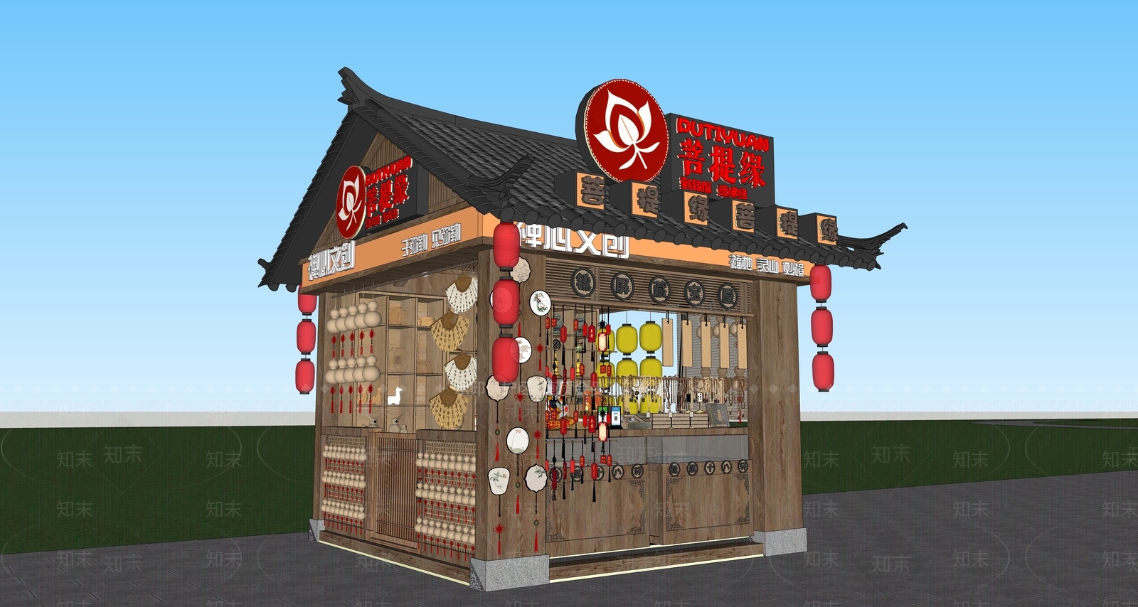 现代新中式小公建SU模型下载【ID:1177781960】
