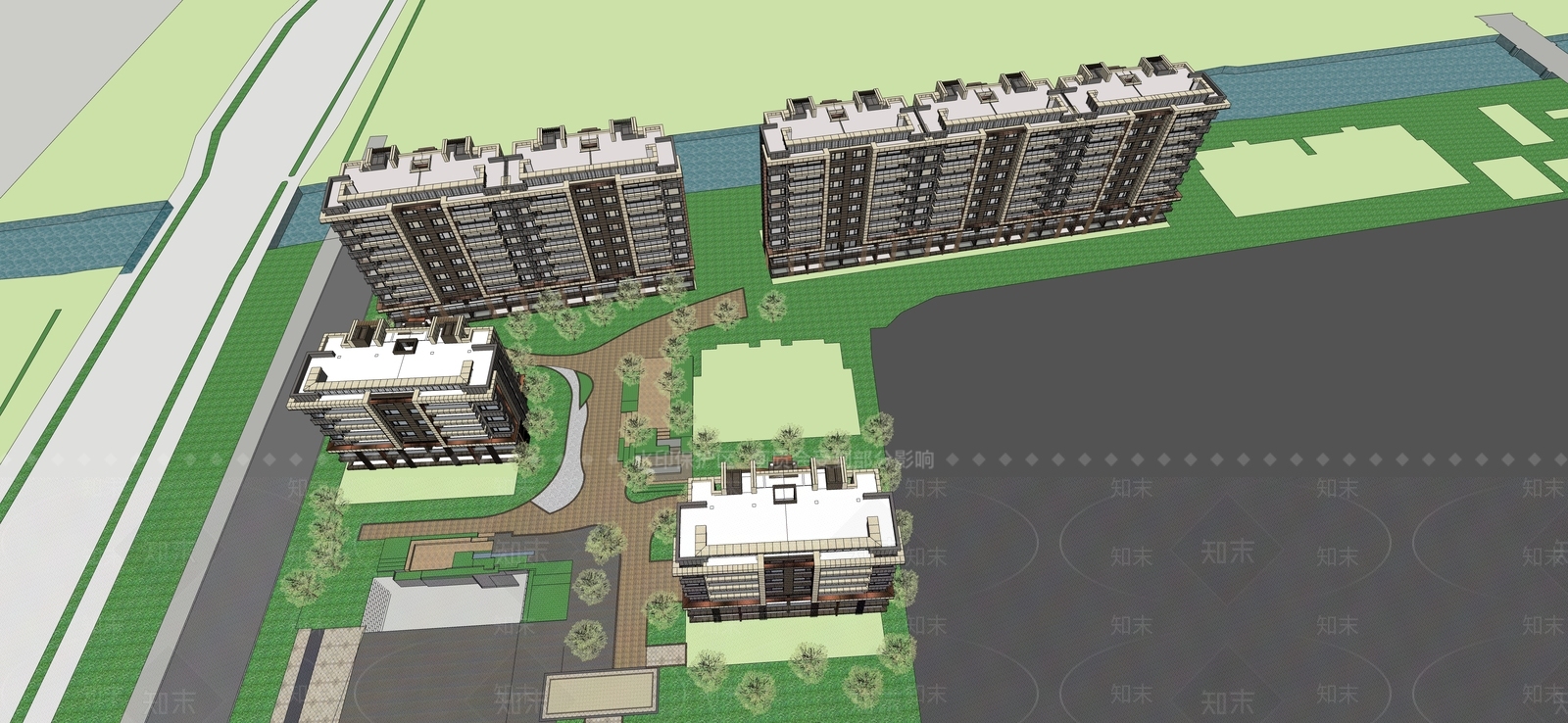 现代多层住宅SU模型下载【ID:1177784268】