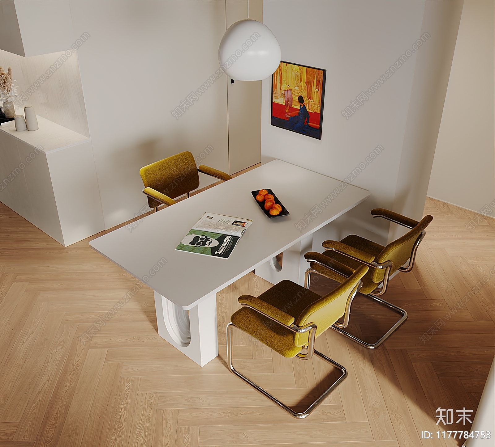 奶油餐桌3D模型下载【ID:1177784753】