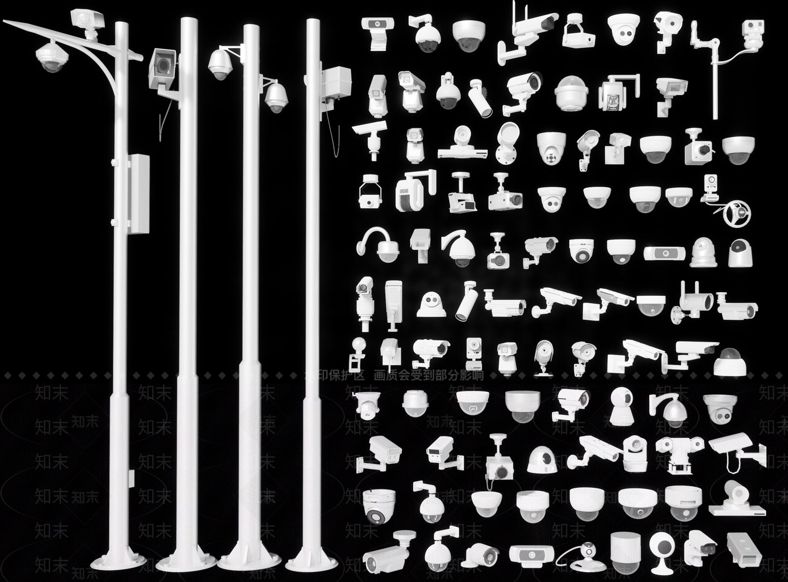 现代监控摄像头3D模型下载【ID:1177791221】