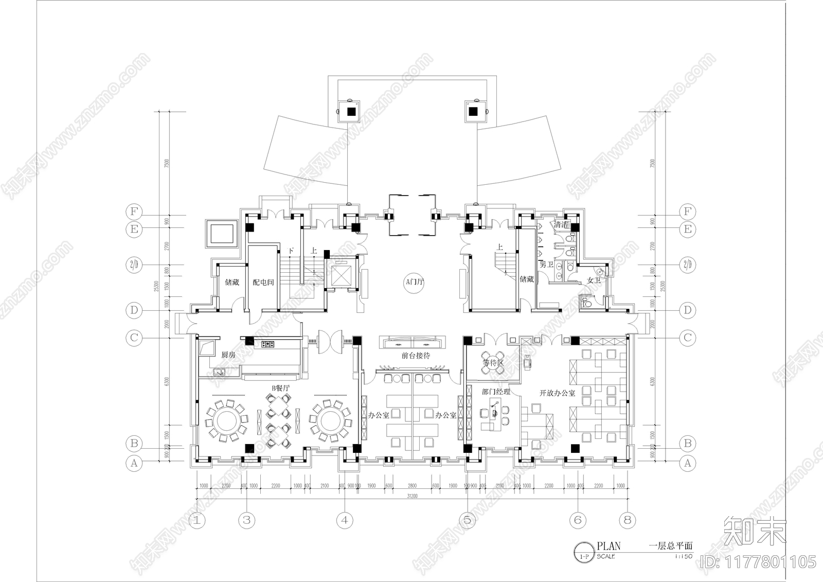 现代会所施工图下载【ID:1177801105】