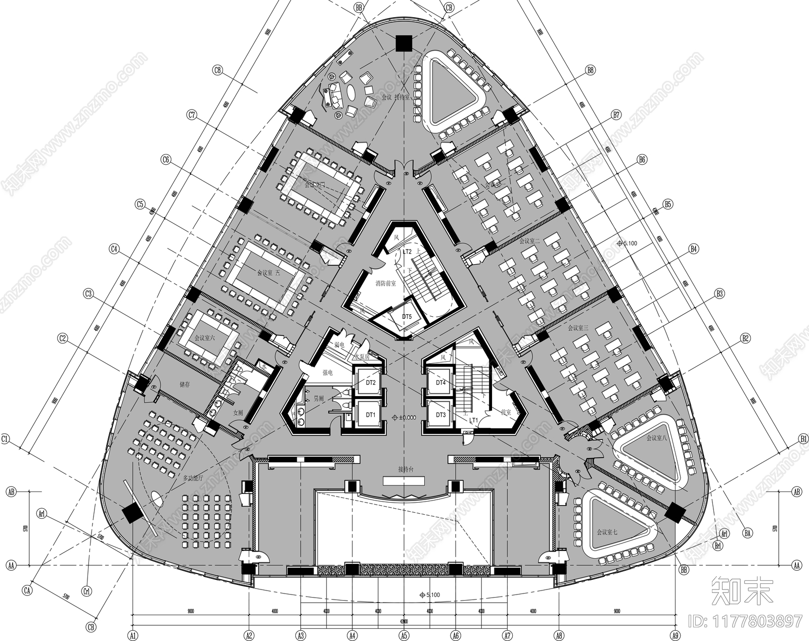 现代会议室cad施工图下载【ID:1177803897】