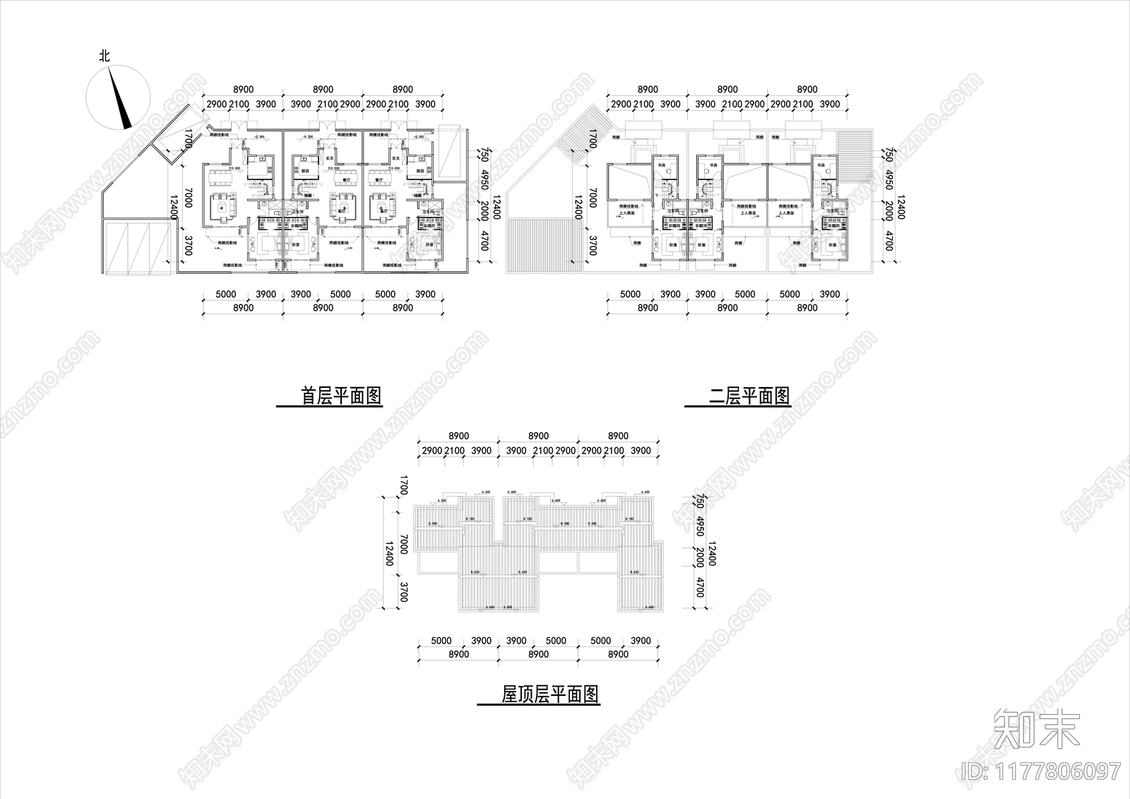 新中式别墅建筑施工图下载【ID:1177806097】