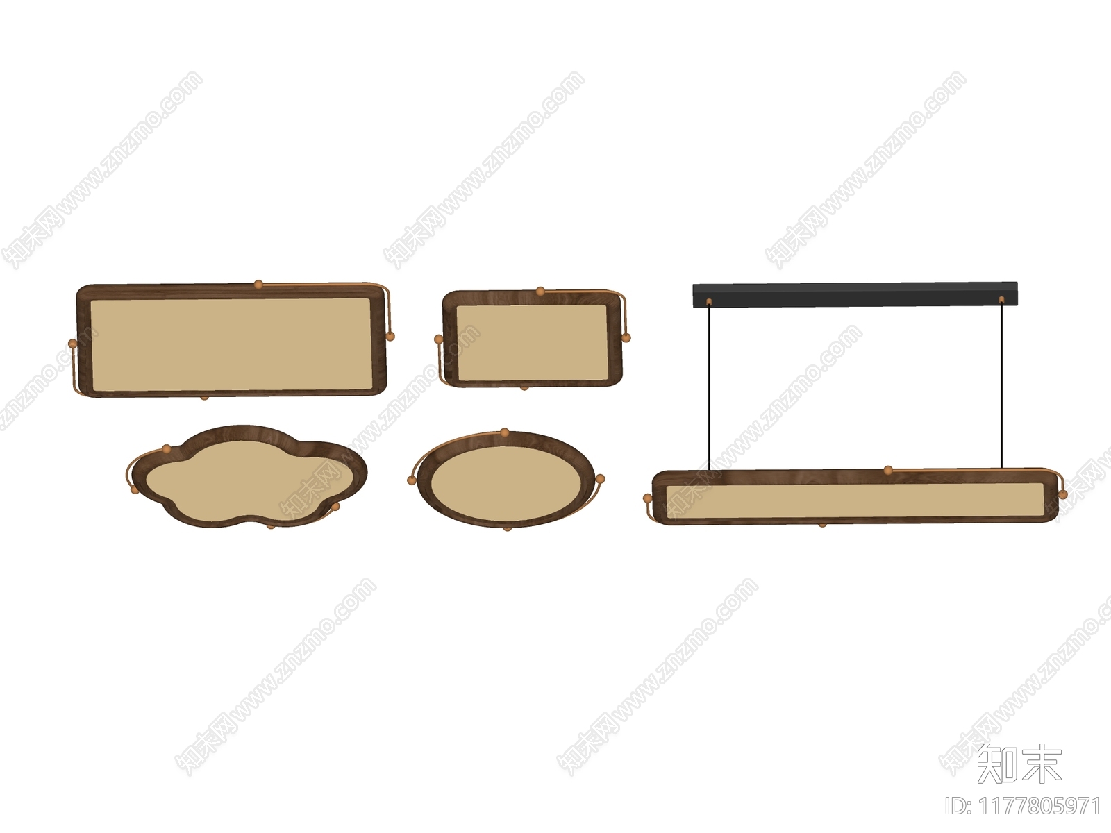 原木吸顶灯SU模型下载【ID:1177805971】