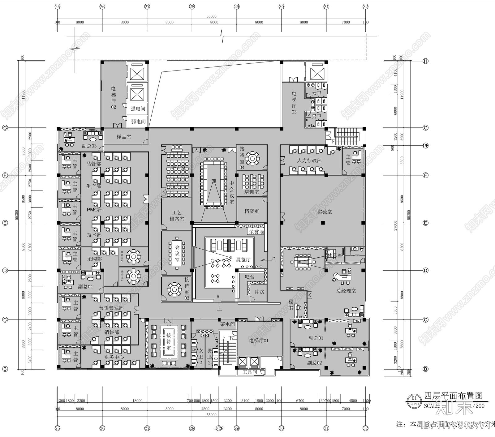 现代整体办公空间施工图下载【ID:1177815771】