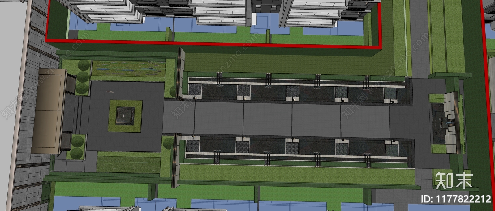 现代小区景观SU模型下载【ID:1177822212】