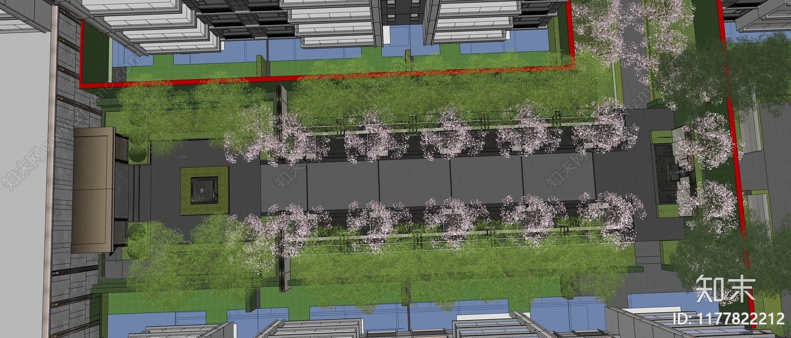 现代小区景观SU模型下载【ID:1177822212】