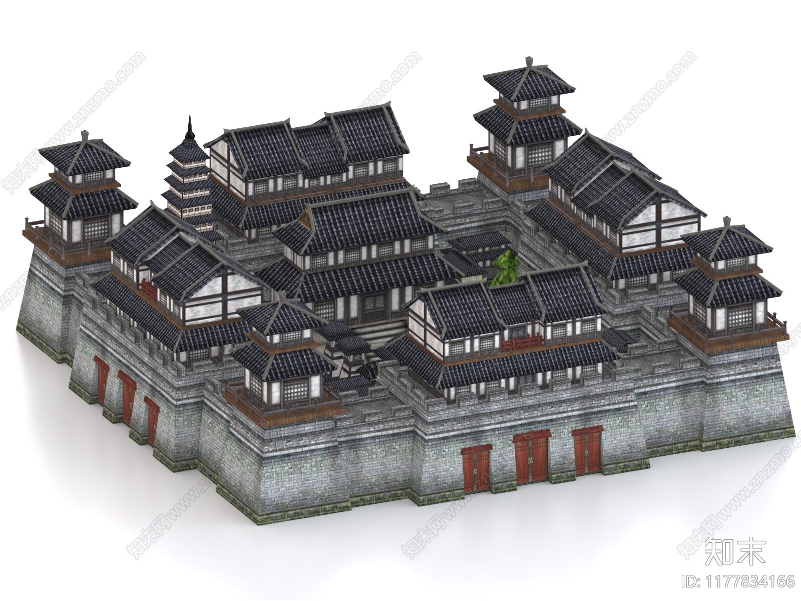 现代古建3D模型下载【ID:1177834166】