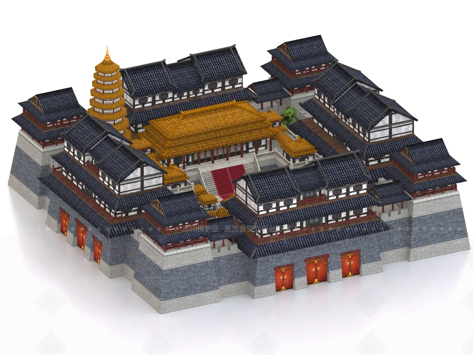 中式古建3D模型下载【ID:1177834992】