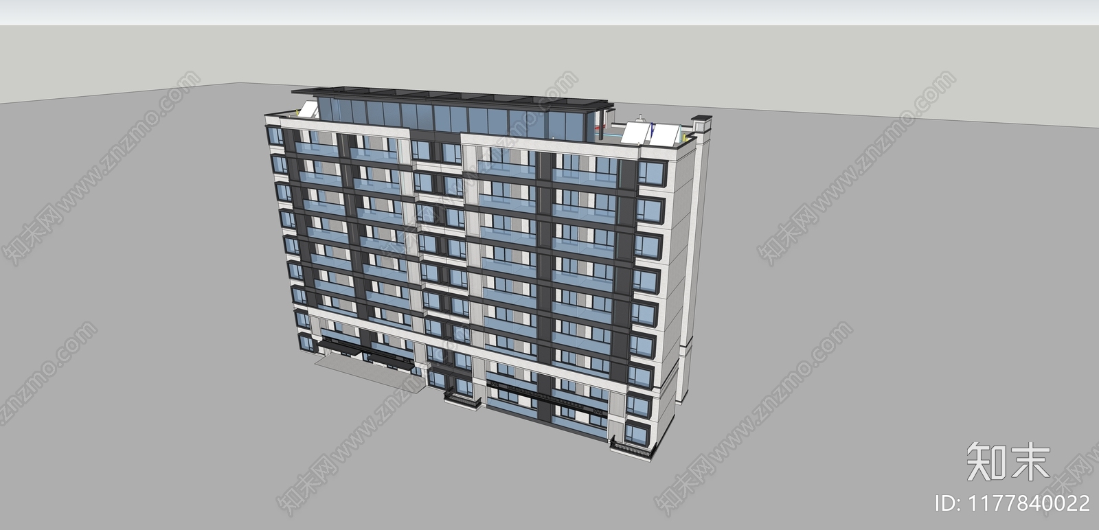 现代多层住宅SU模型下载【ID:1177840022】