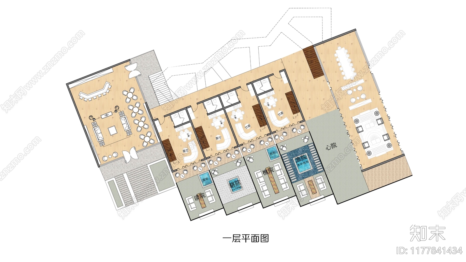 现代新中式民宿建筑下载【ID:1177841434】