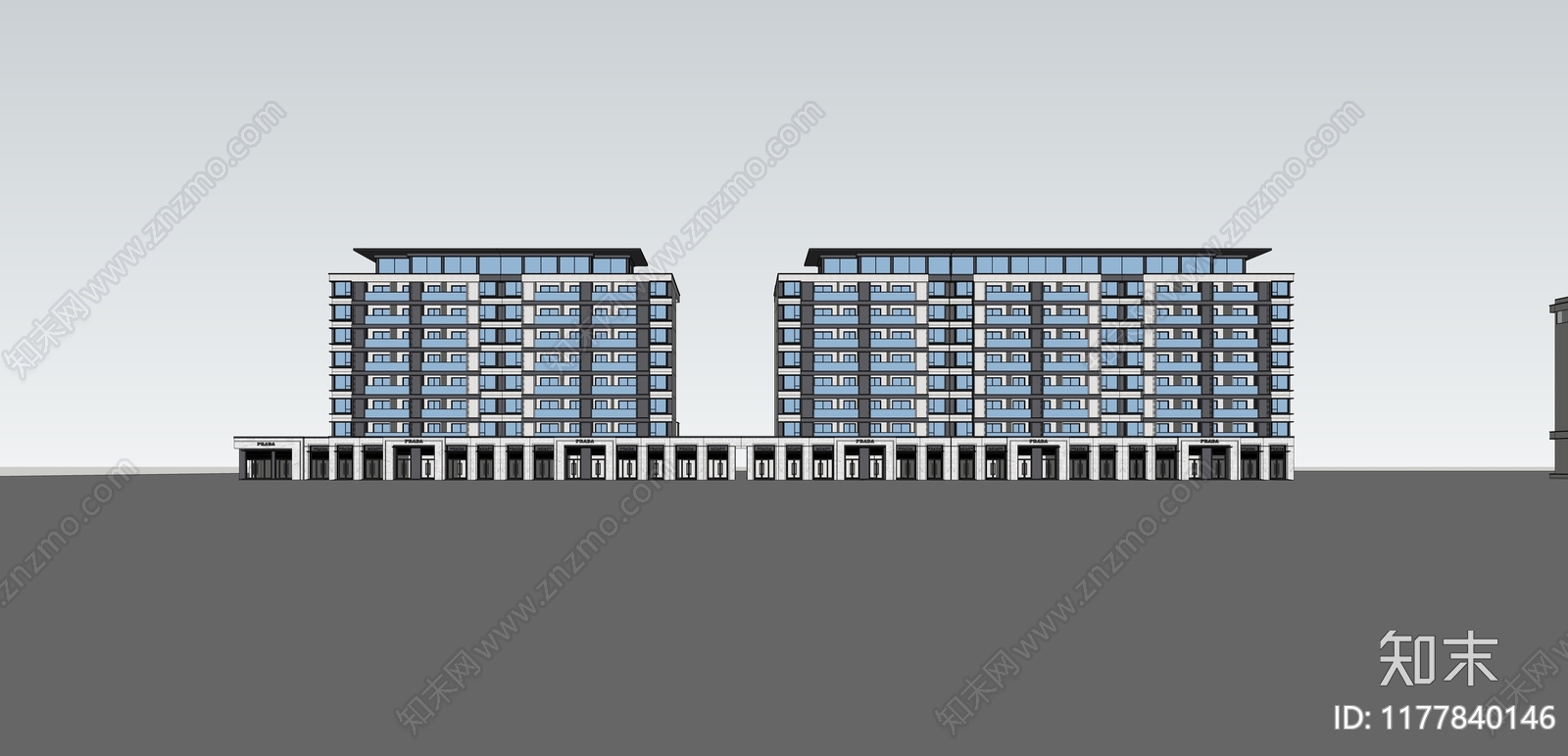 现代多层住宅SU模型下载【ID:1177840146】