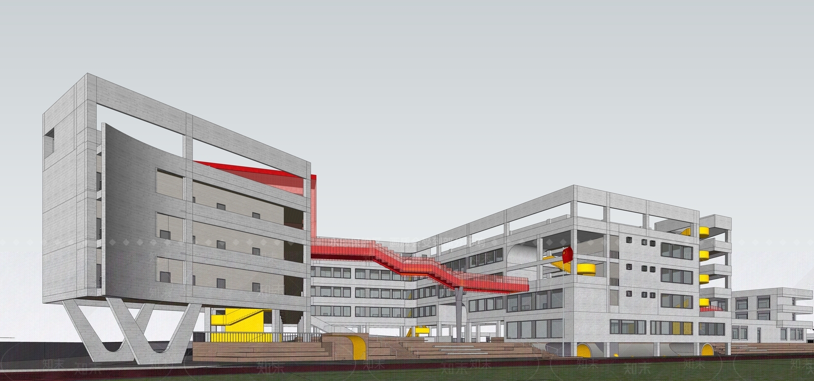现代学校建筑SU模型下载【ID:1177841282】