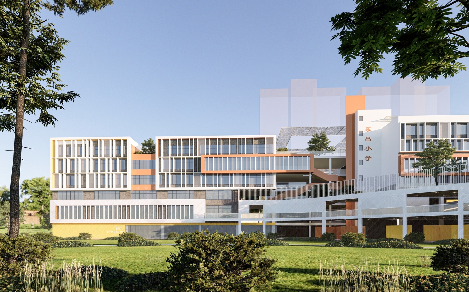 现代简约学校建筑SU模型下载【ID:1177842749】