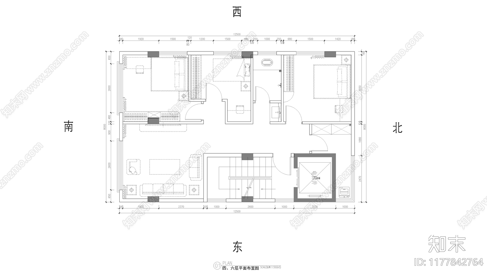 别墅cad施工图下载【ID:1177842764】