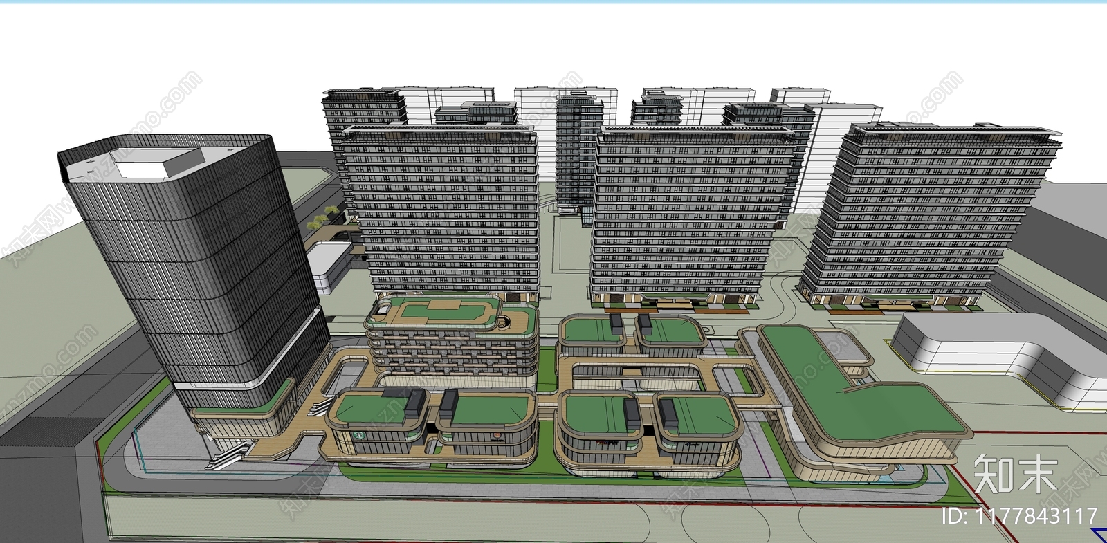 简约现代高层住宅SU模型下载【ID:1177843117】