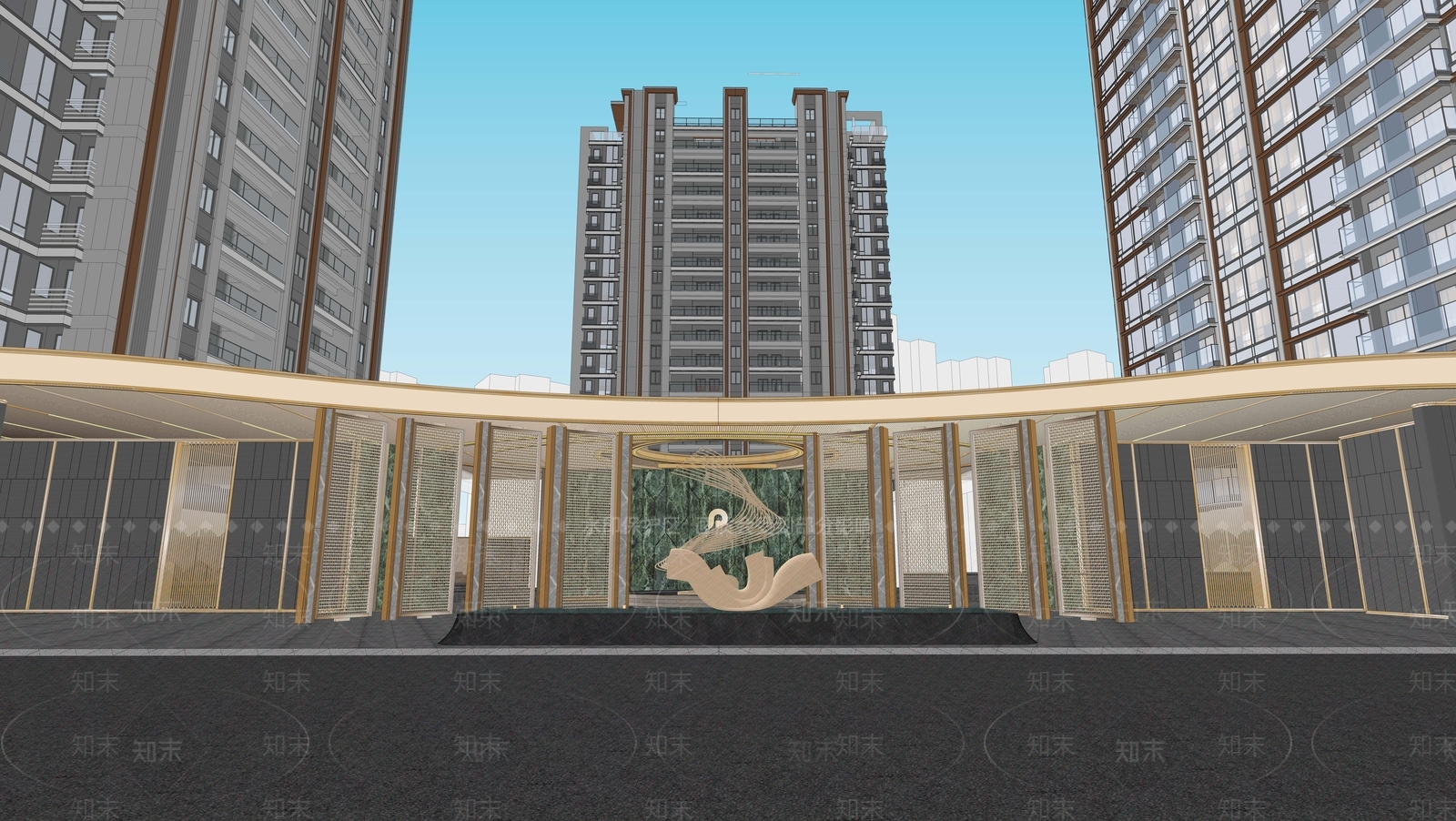 现代小区建筑SU模型下载【ID:1177845180】