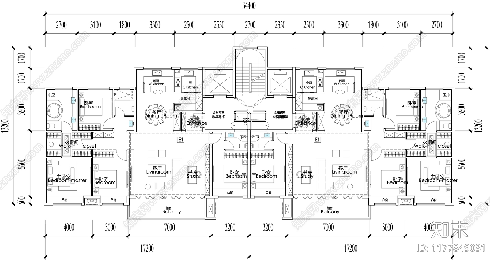 现代住宅楼建筑cad施工图下载【ID:1177849031】