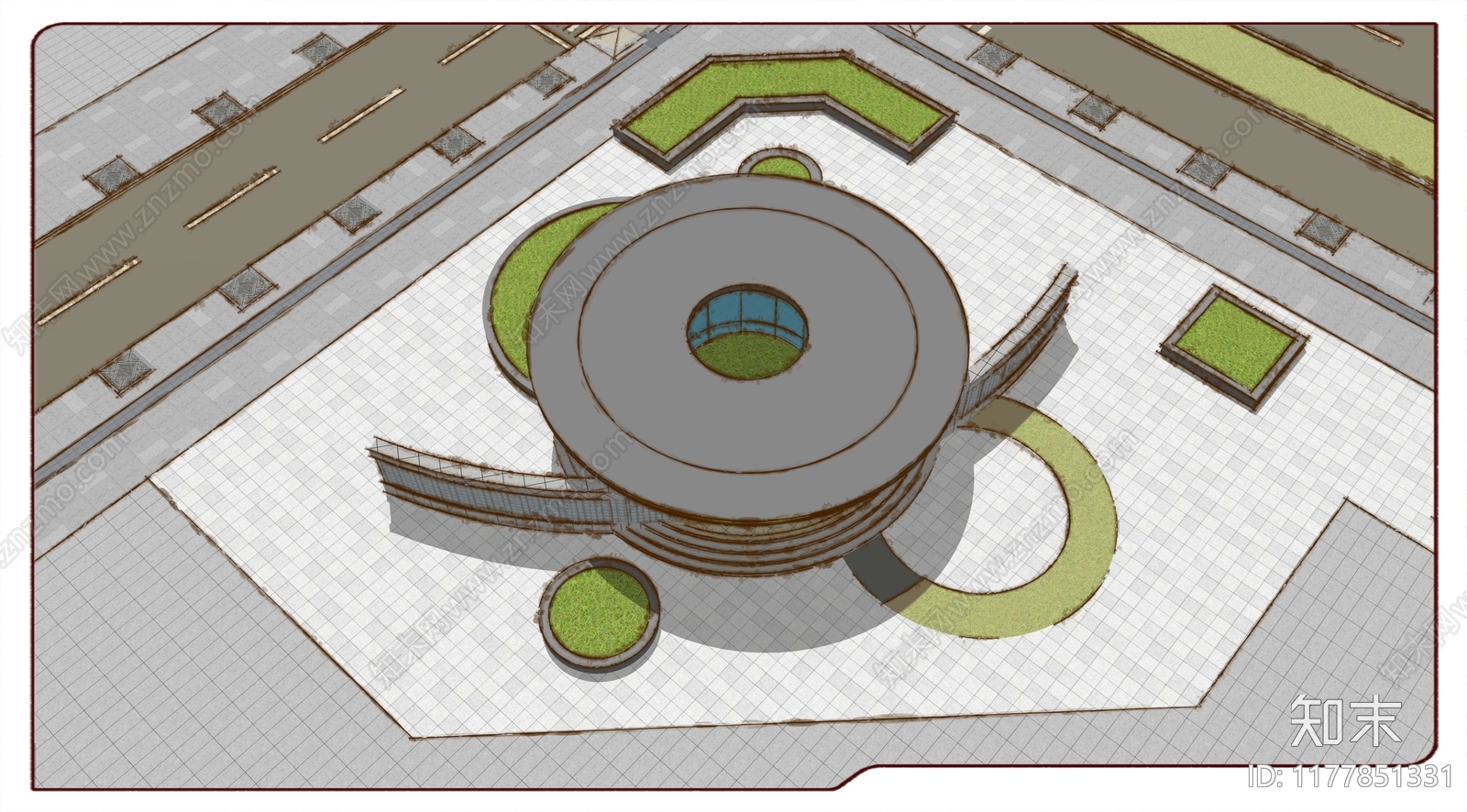 现代新中式口袋公园SU模型下载【ID:1177851331】