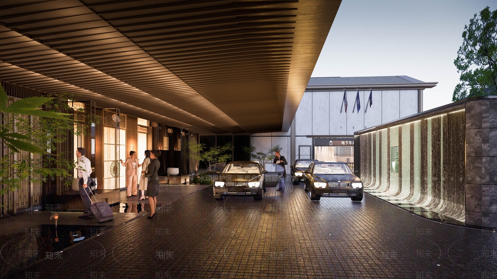 侘寂简约酒店建筑SU模型下载【ID:1177852204】