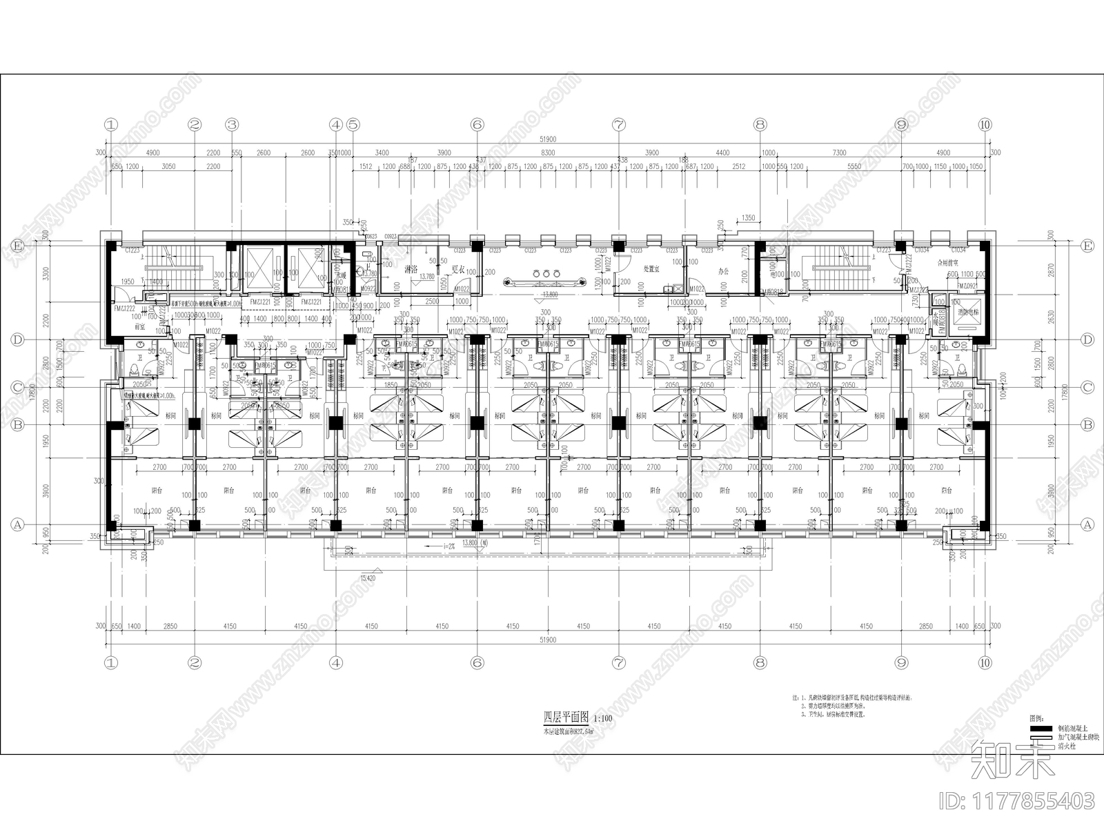 现代酒店建筑施工图下载【ID:1177855403】