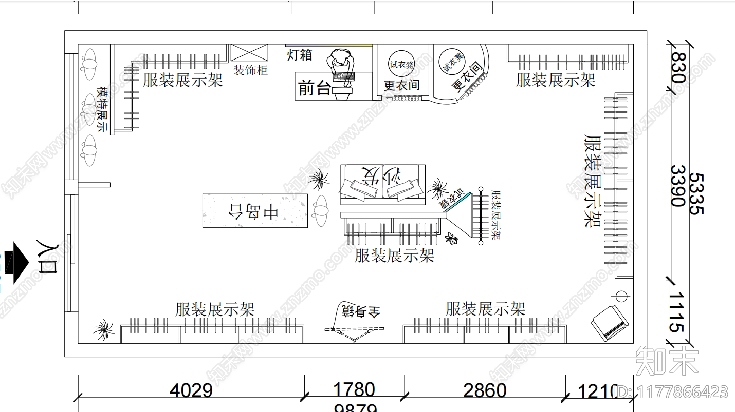 现代服装店cad施工图下载【ID:1177866423】